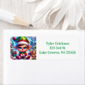 Grappige chagrijnige elf kerst etiket (Insitu)