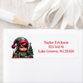 Grappige chagrijnige elf kerst etiket (Insitu)