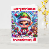 Grappige chagrijnige elf kerst | Wou dat ik bij je Kaart (Gele Bloem)