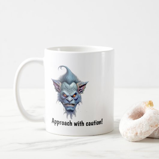 Grappige Chagrijnige Goblin Fantasy Koffiemok (Met donut)