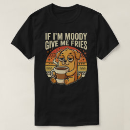 Grappige Chagrijnige Hond Koffieliefhebber Friet T T-shirt