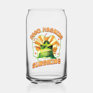 Grappige Chagrijnige Kameleon Ochtendhumor Blikvorm Glas