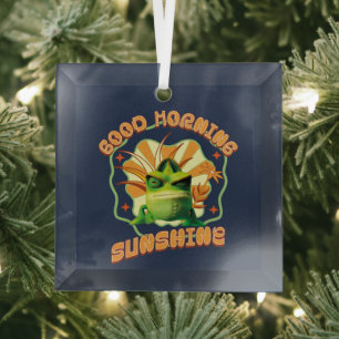 Grappige Chagrijnige Kameleon Ochtendhumor Glas Ornament