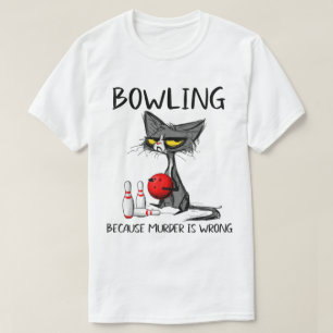 Grappige Chagrijnige Kat Bowling Humor Design T-shirt