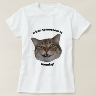 Grappige Chagrijnige Kat Maatwerk Als Morgen Maand T-shirt
