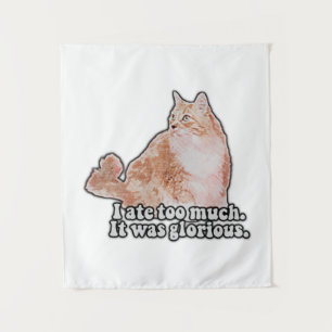Grappige chagrijnige kat meme voor katten- en poes wandkleed