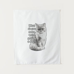 Grappige chagrijnige kat meme voor kattenliefhebbe wandkleed