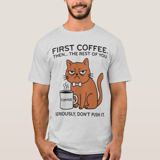 Grappige Chagrijnige Kat Sarcasme Grafische T-shir T-shirt (Voorkant)
