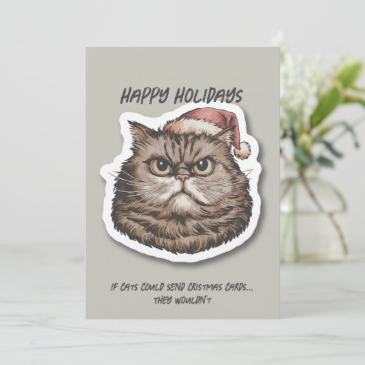 Grappige chagrijnige Kat sarcastische Kerst vakant Feestdagenkaart (Staand voorkant)