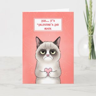 Grappige Chagrijnige Kat Valentijnskaart Feestdagen Kaart