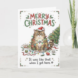 Grappige Chagrijnige Kerstkat – Het Was Al Zo Toen Kaart