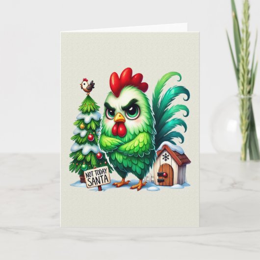 Grappige chagrijnige kerstkip kaart (Voorkant)