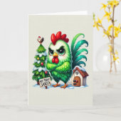 Grappige chagrijnige kerstkip kaart (Gele Bloem)