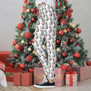 Grappige Chagrijnige Kerstmis Grijze Kat Vakantie Leggings