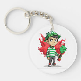 Grappige chagrijnige kind acryl sleutelhanger 