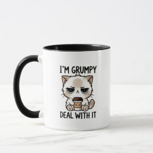 Grappige chagrijnige kitten woordkunst  mok