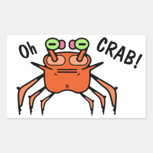 Grappige Chagrijnige Krab “Oh Krab” Rechthoekige Sticker
