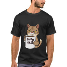 Grappige Chagrijnige Lapjeskat Koffie Eerst 's Och