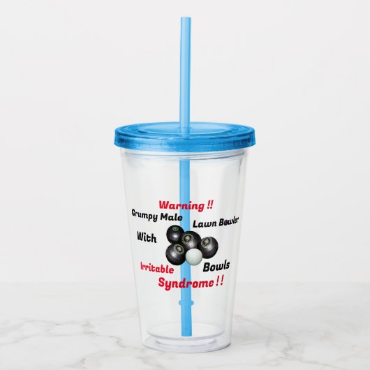 Grappige Chagrijnige Mannen Bowler, Acryl Drinkbeker (Voorkant)