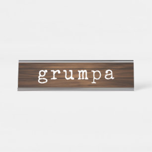 Grappige Chagrijnige Opa Gag Cadeau Bureau Naambordje