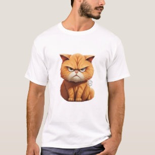 Grappige Chagrijnige Oranje Kat 3D Cartooneske Mop T-shirt