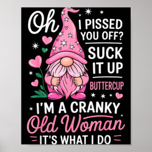Grappige Chagrijnige Oude Vrouw Zegt Sarcastische Poster