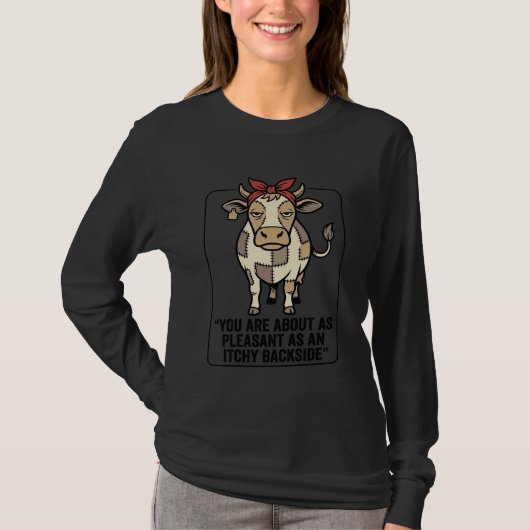 Grappige Chagrijnige Patchwork Koe Vintage T-Shirt (Voorkant)
