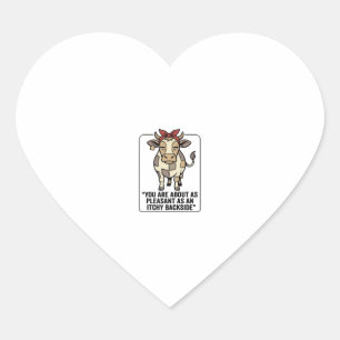 Grappige Chagrijnige Patchwork Koe Vintage T-Shirt Hart Sticker