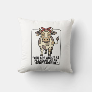 Grappige Chagrijnige Patchwork Koe Vintage T-Shirt Kussen
