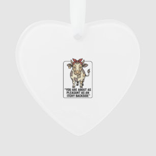 Grappige Chagrijnige Patchwork Koe Vintage T-Shirt Ornament