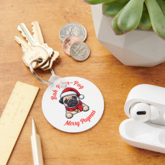 Grappige Chagrijnige Pug Kerstcadeau Hondenliefheb Sleutelhanger
