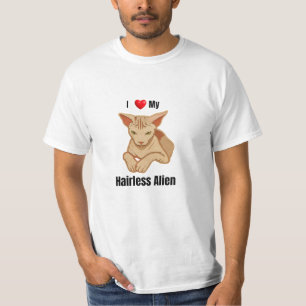 Grappige Chagrijnige Sphynx Kat Rode Hart Liefde H T-shirt