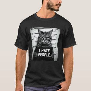 Grappige Chagrijnige Tabby Sombere Kat Ik Haat Men T-shirt
