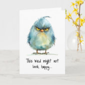 Grappige Chagrijnige Vogel Ochtend Gezicht Kaart (Gele Bloem)