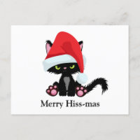 Grappige chagrijnige zwarte kat kerst