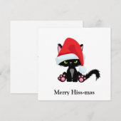Grappige chagrijnige zwarte kat kerst feestdagenkaart (Voorkant / Achterkant)