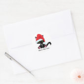 Grappige chagrijnige zwarte kat kerst ronde sticker (Envelop)