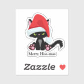 Grappige chagrijnige zwarte kat kerst sticker (Vel)