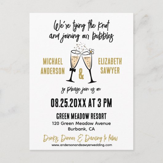 Grappige Champagne thema flat Save the Date Kaart (Voorkant)