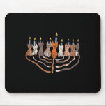 Grappige Chanoeka Cat Menorah Meowzel Joodse Kerst Muismat<br><div class="desc">Grappige Chanoeka Cat Menorah Meowzel Joodse Kerst</div>