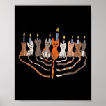 Grappige Chanoeka Cat Menorah Meowzel Joodse Kerst Poster<br><div class="desc">Grappige Chanoeka Cat Menorah Meowzel Joodse Kerst</div>