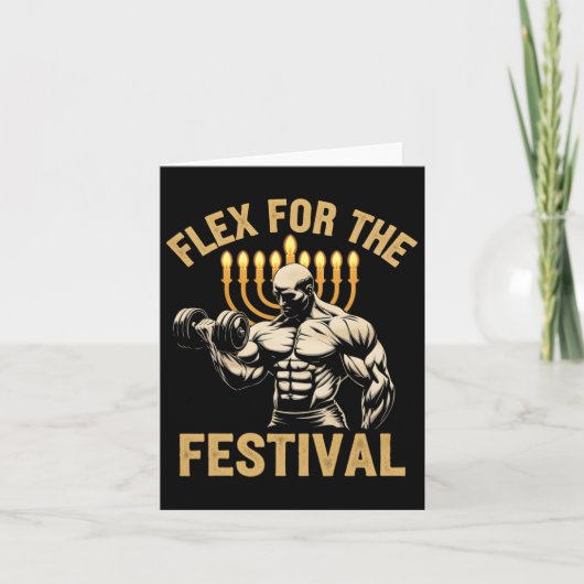 Grappige Chanoeka Joodse Gym Workout Flex voor de  Kaart (Voorkant)
