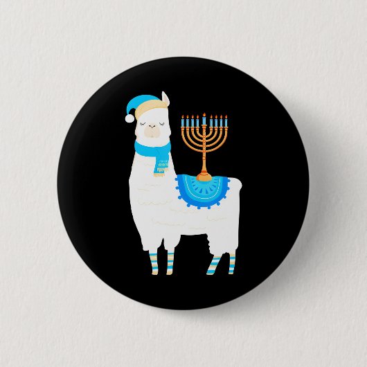 Grappige Chanoeka Llama voor Alpaka liefhebbers op Ronde Button 5,7 Cm (Voorkant)