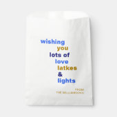 Grappige Chanoeka Love Latkes Lights Blauw Custom Bedankzakje (Voorkant)