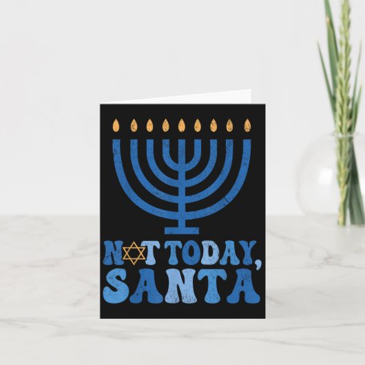 Grappige Chanoeka niet vandaag Santa Menorah Chano Kaart (Voorkant)