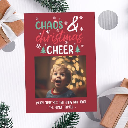 Grappige Chaos en Kerstmis Cheer Feestdagenkaart