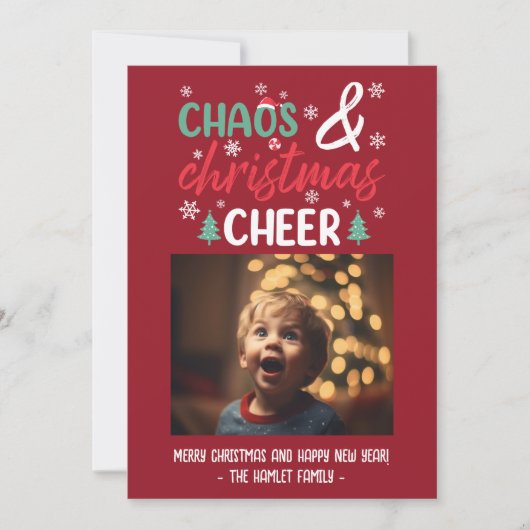 Grappige Chaos en Kerstmis Cheer Feestdagenkaart (Voorkant)