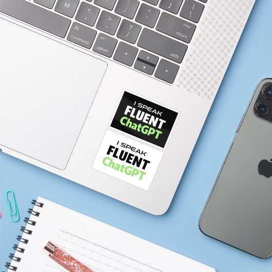 Grappige ChatGPT Stickers (Laptop met iPhone)