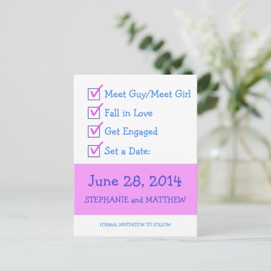 Grappige checklist Opslaan van de datum Aankondigingskaart (Staand voorkant)