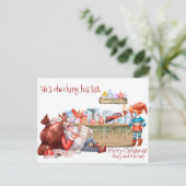 Grappige checklist Santa Workshop Covid 2020 Feestdagenkaart (Staand voorkant)